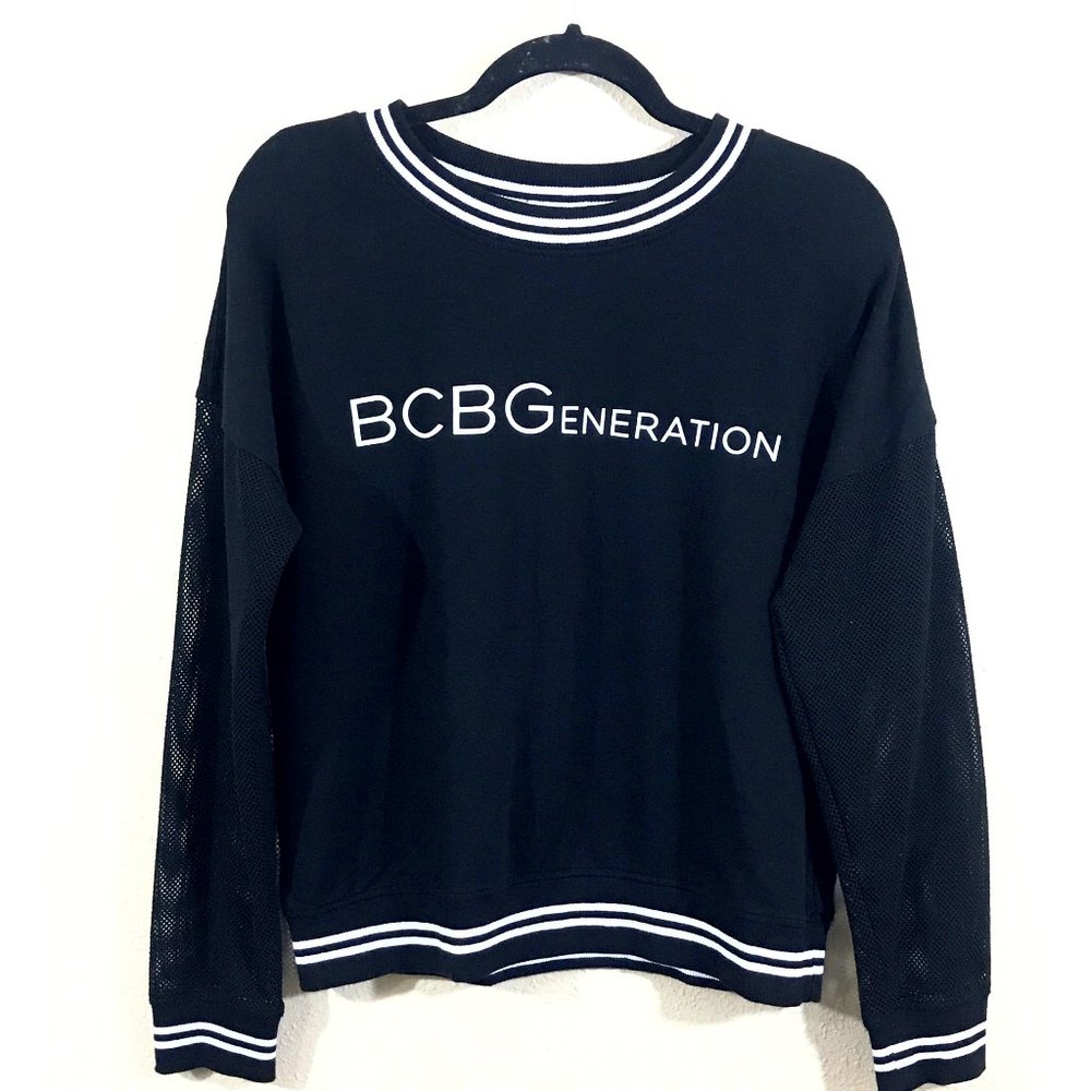 BCBGeneration Black White Spellout Sweatshirt Med